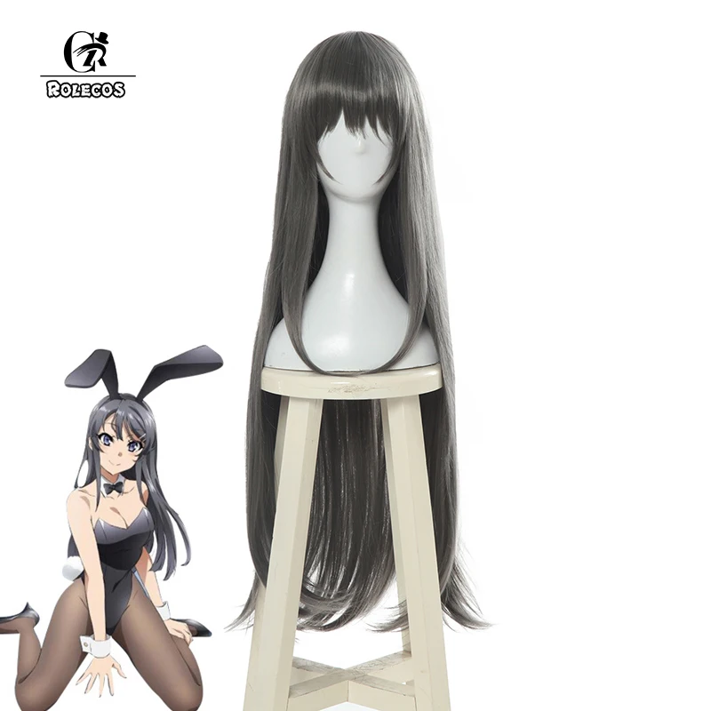 ROLECOS Mai Sakurajima Cosplay Hair Anime Seishun Buta Yarou wa Bunny Girl Senpai no Yume wo Minai Cosplay Long Hair Headwear