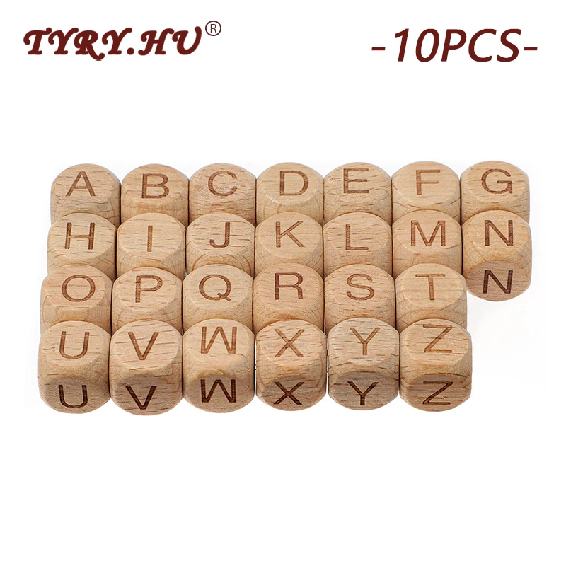 TYRY.HU 10pcs Wooden Rodent alphabet Beads Baby Nursing Accessories BABY  Beech Letter Beads DIY Teething Jewelry Baby Teether