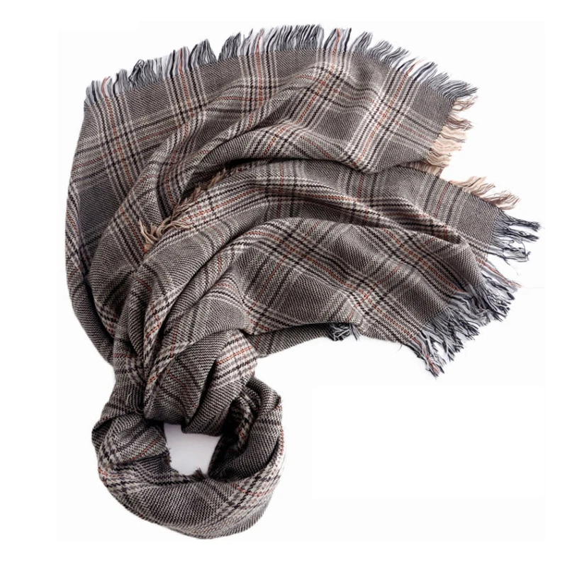 2023 NEW  Real Wool Women Scarf Stole Plaid Wool Scarves for Women Winter Warm Female Poncho Cape Fashion Lady Shawls New Styles