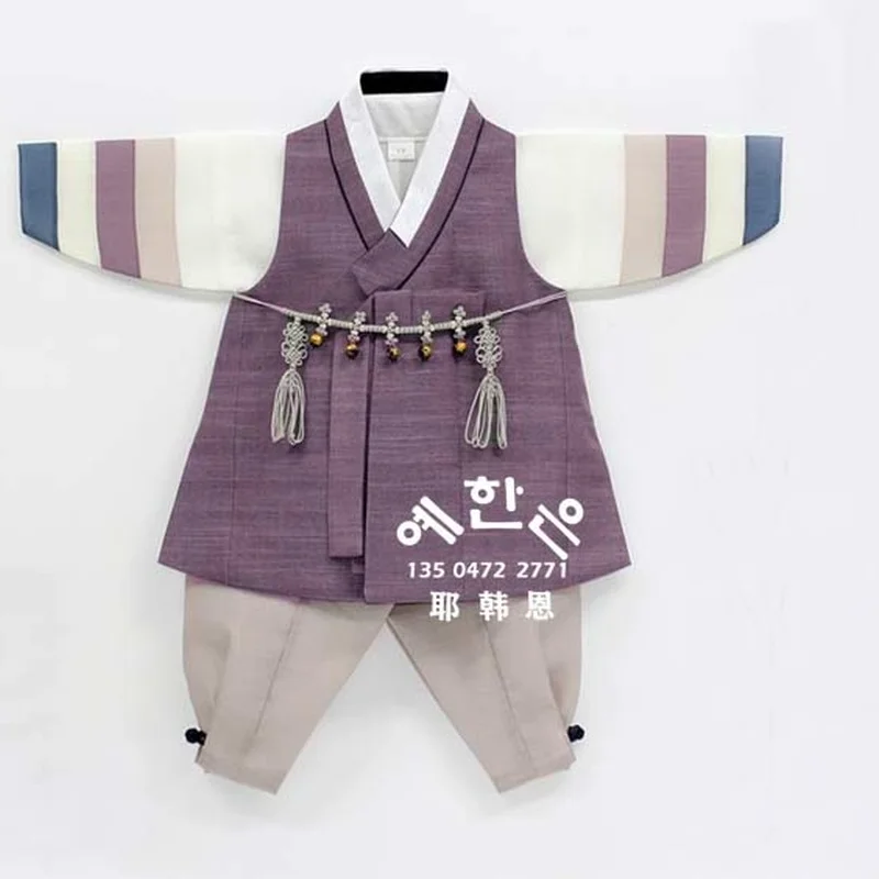 South Korea Imported High-end Hanbok Fabric 100-day Suit Boy Hanbok Mid-length Customization