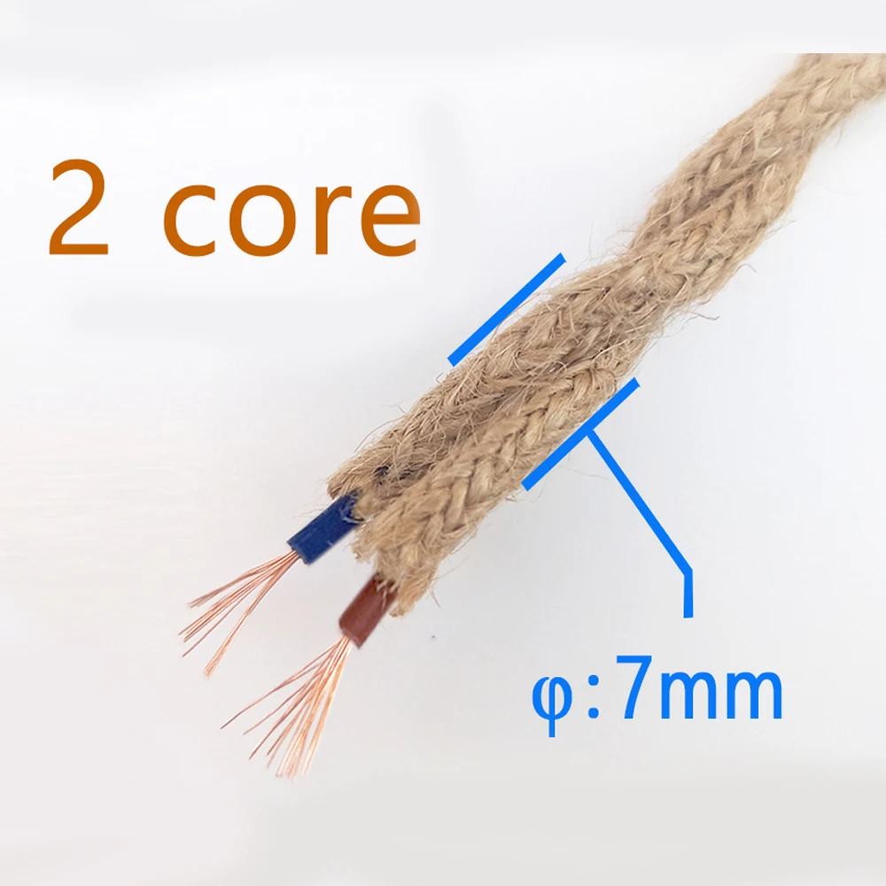 2 Core 3 Core Twisted Cable Hemp Rope Electrical Wire Retro Style Copper Vintage Lamp Cord Woven Textile Wire Pendant Light Cord