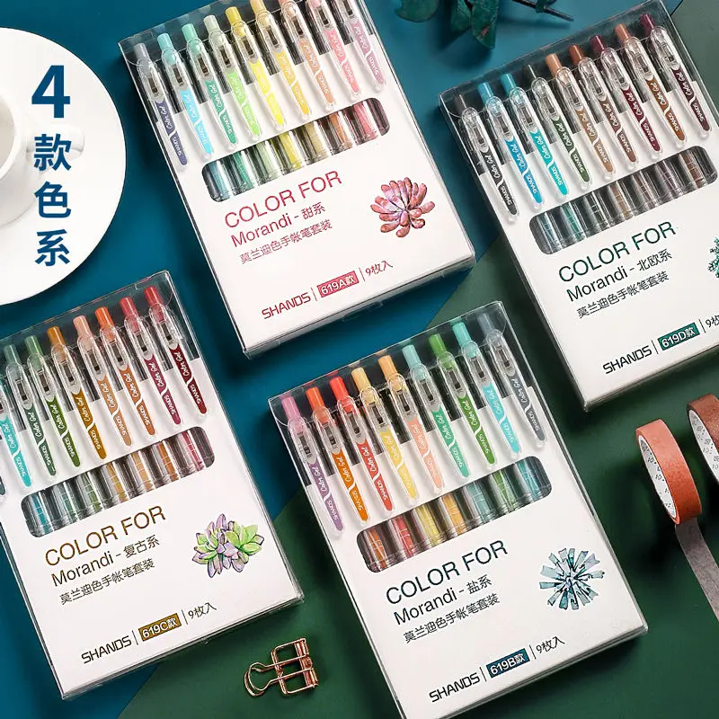 Hand Account Gel Pens Morandi Retro Simplicity 0.5mm Notes Pen Student Stationery Office Supplies Ink Refills Gift