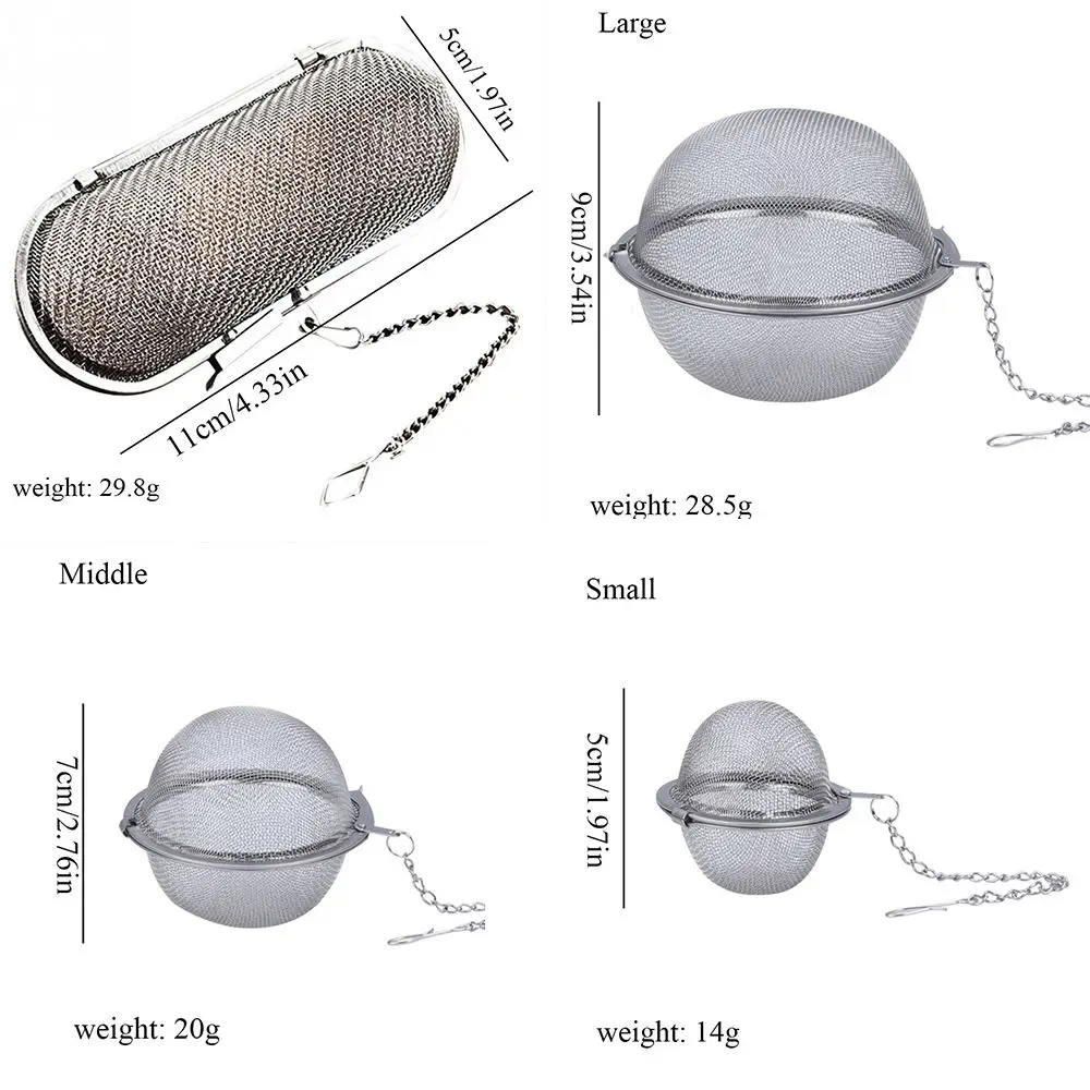 Roestvrij Staal Koken Kruiden Zetgroep Fijne Mesh Losse Thee Kruidenthee Zeef Filter Met Uitgebreide Keten Keuken Kruiden Ballen