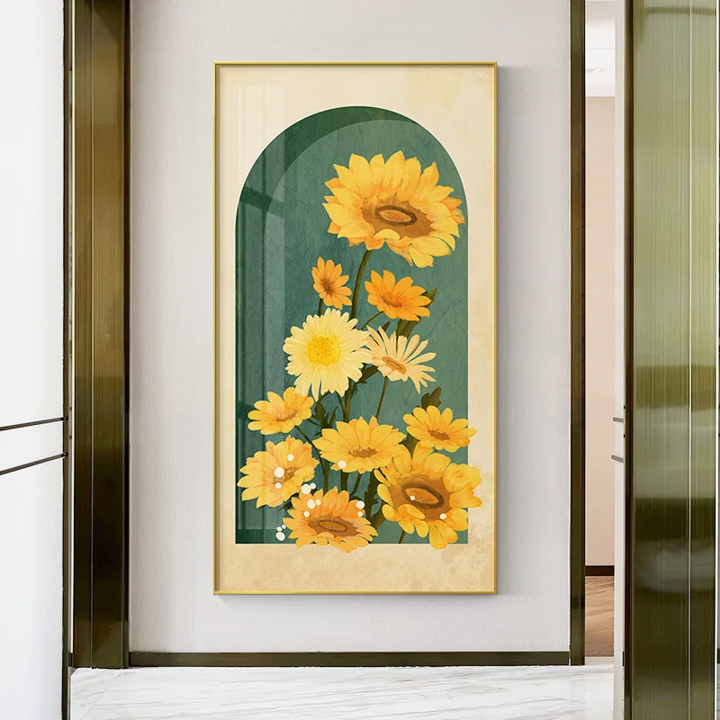 EECAMAIL sunflower porch decorative painting aisle restaurant diamond art painting round diamond embroidery cross stitch noframe