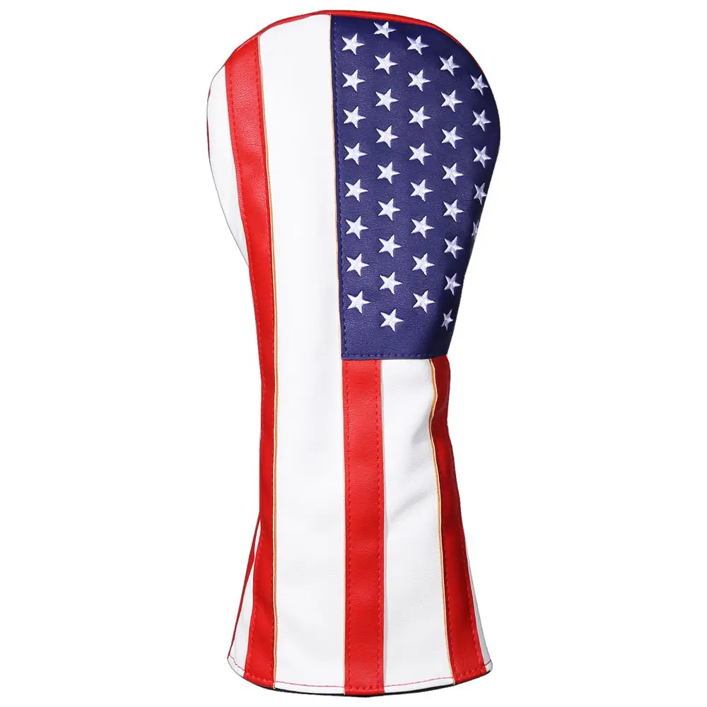 USA Golf Head Covers for Driver & Fairway Woods - Premium Leather Headcovers, Designed to Fit All Woods and Drivers