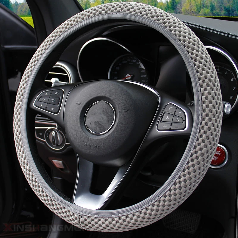 Car Steering Wheel Cover Breathable Anti Slip Steering Covers Suitable 37-38cm Auto steering wheel protective Decoration