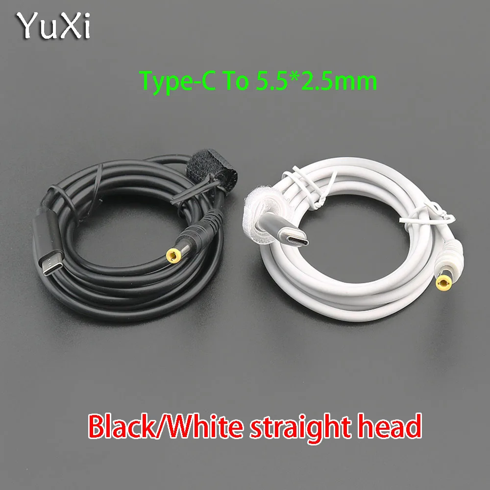 YuXi USB Type-C Male To DC 5.5*2.5mm PD Power Cord Charging Cable  Connector Converter Cable Cord Laptop Adapter Black/White