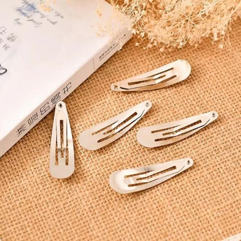 15-30 pcs 3-9cm Black/silver paint Metal Snap Clips,Water drop ,lank Baby Clips,For DIY Hair Clips Jewelry Making Base,wholesale