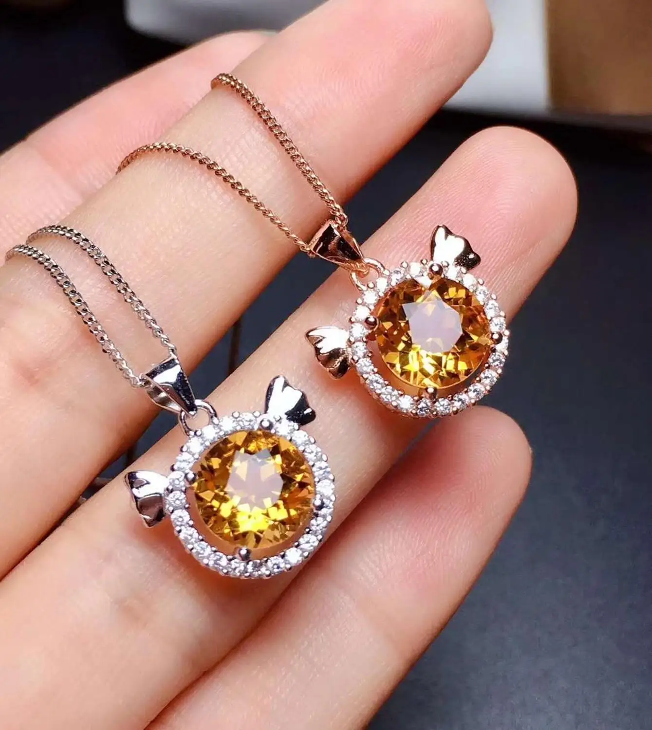 

100% Natural Real Citrine necklace Natural real 925 sterling silver Citrine Pendant