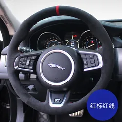 DIY custom leather suede steering wheel cover For Jaguar XFL XEL XJL F-PACE F-TYPE E-PACE Auto Parts