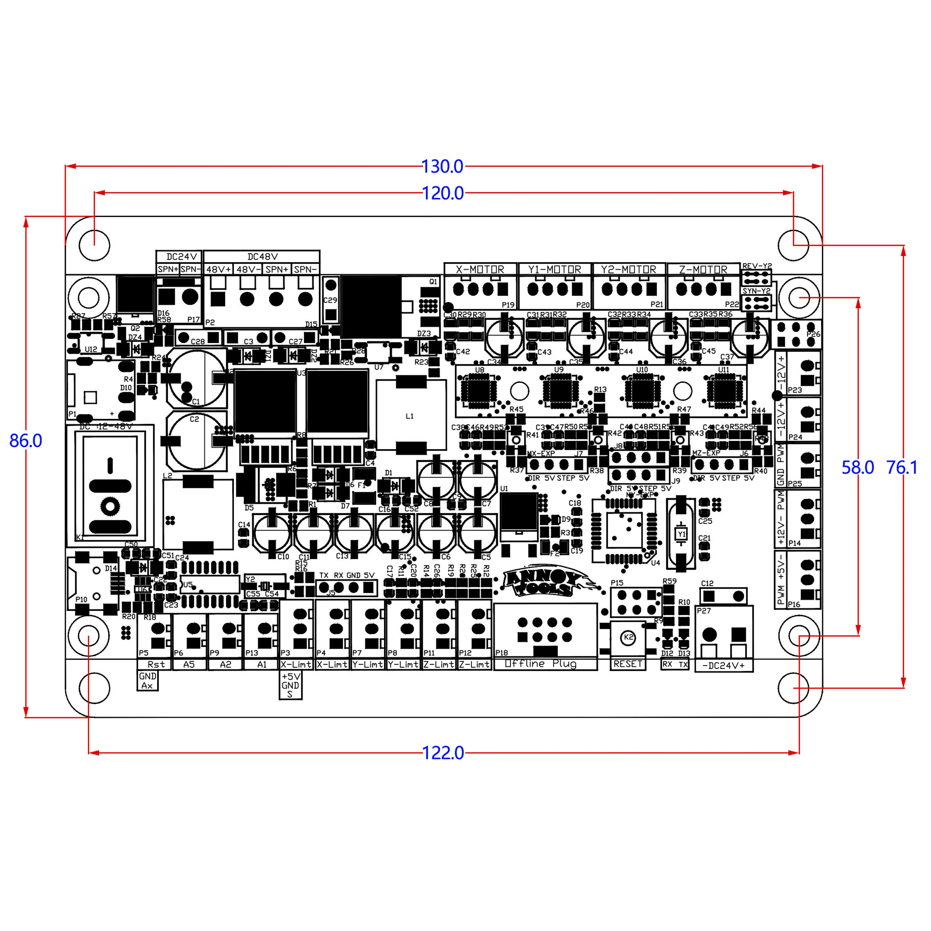 Controlador GRBL1.1 CNC3018, placa de controlador de 3 ejes, soporte sin conexión XYZ 500W/300W, husillo para enrutador CNC, máquina de grabado láser