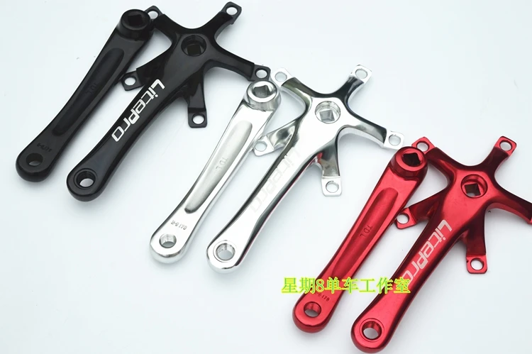 LITEPRO 412 Folding Bike Crank BCD 130mm Aluminum Alloy Square Hole Crank 170mm Folding Bicycle Crankset Part Black/Red/Silver