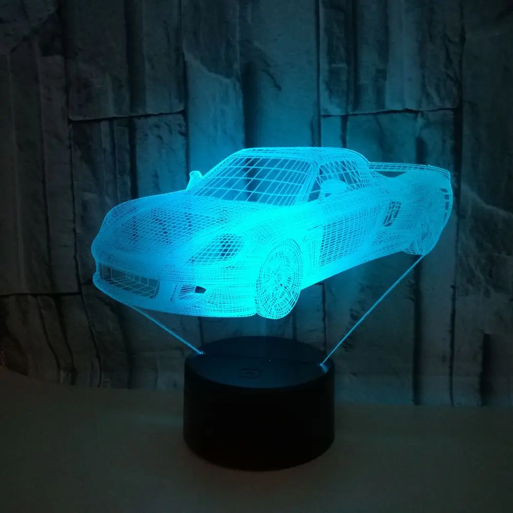 Super Car Table Lamp 7 Colors Changing Desk Lamp 3D Lamp Night Lights Led Light Drop Shipping Friends Kids Birthday Gift