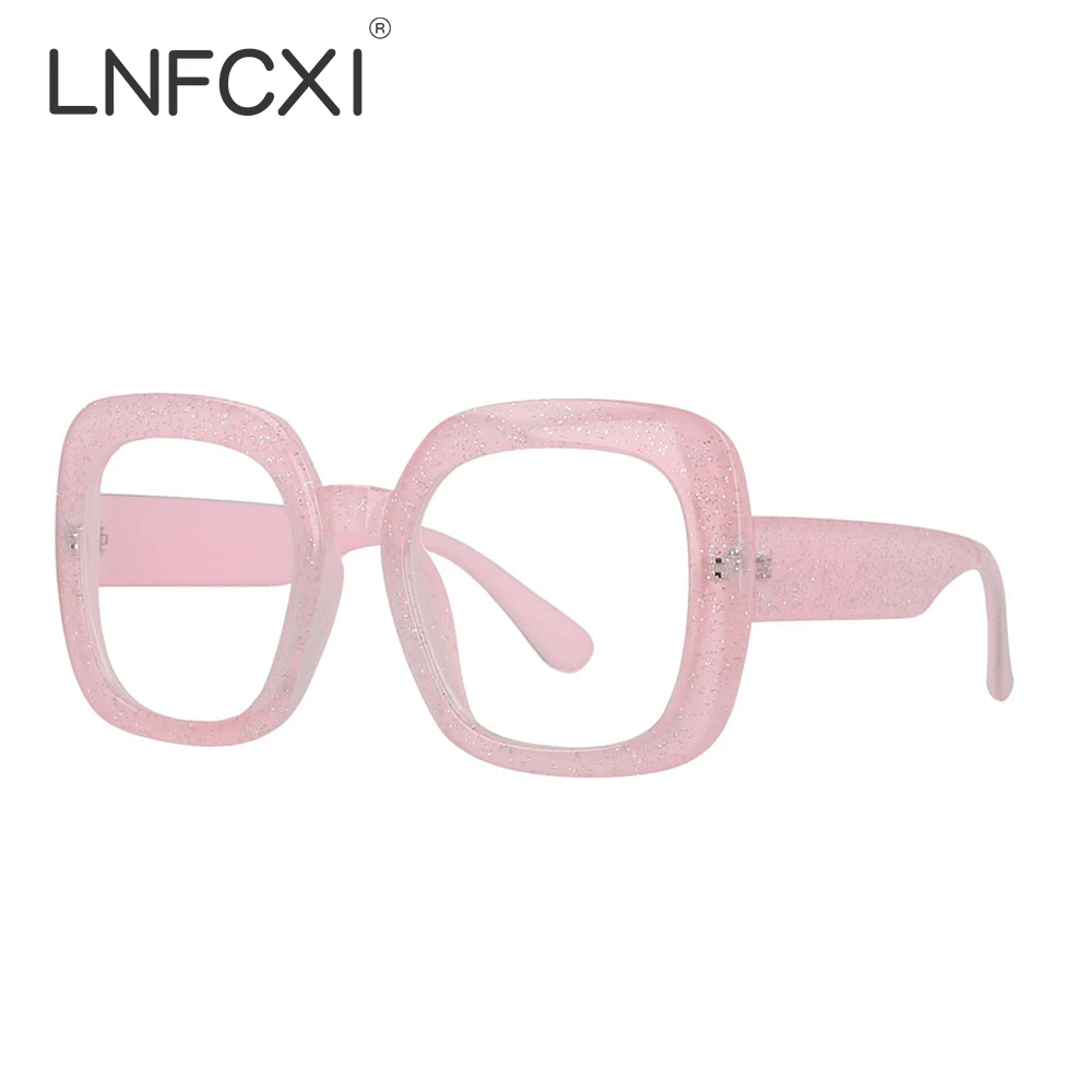 LNFCXI Oversize Big Cat Eye Square Glasses Frames Oversized Women Fashion Computer Eye Glasses Frames for Women