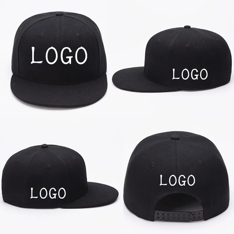 

Cheap Diy Custom logo embroidery baseball cap Flat Unisex Men Women Solid Adjustable Snapback hat with Logo Letter