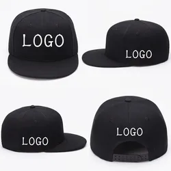 Cheap Diy Custom logo embroidery baseball cap Flat Unisex Men Women Solid Adjustable Snapback hat with Logo Letter