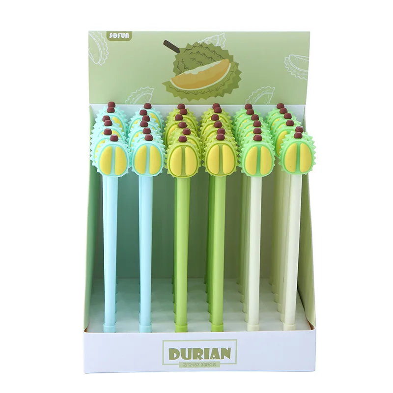 

36 pcs per set Korean-Style Silicone Cartoon Gel Pen Fruit Durian Style Silicone Gel Pen 36 PCs a Box Wholesale Customization