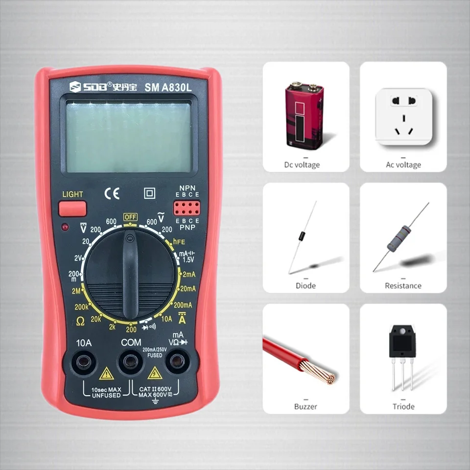 Digital-Multimeter A830L Transistor Spitzen Tester Meter AC/DC Amperemeter Voltmeter Ohm Spannung Tester Meter Multimetro