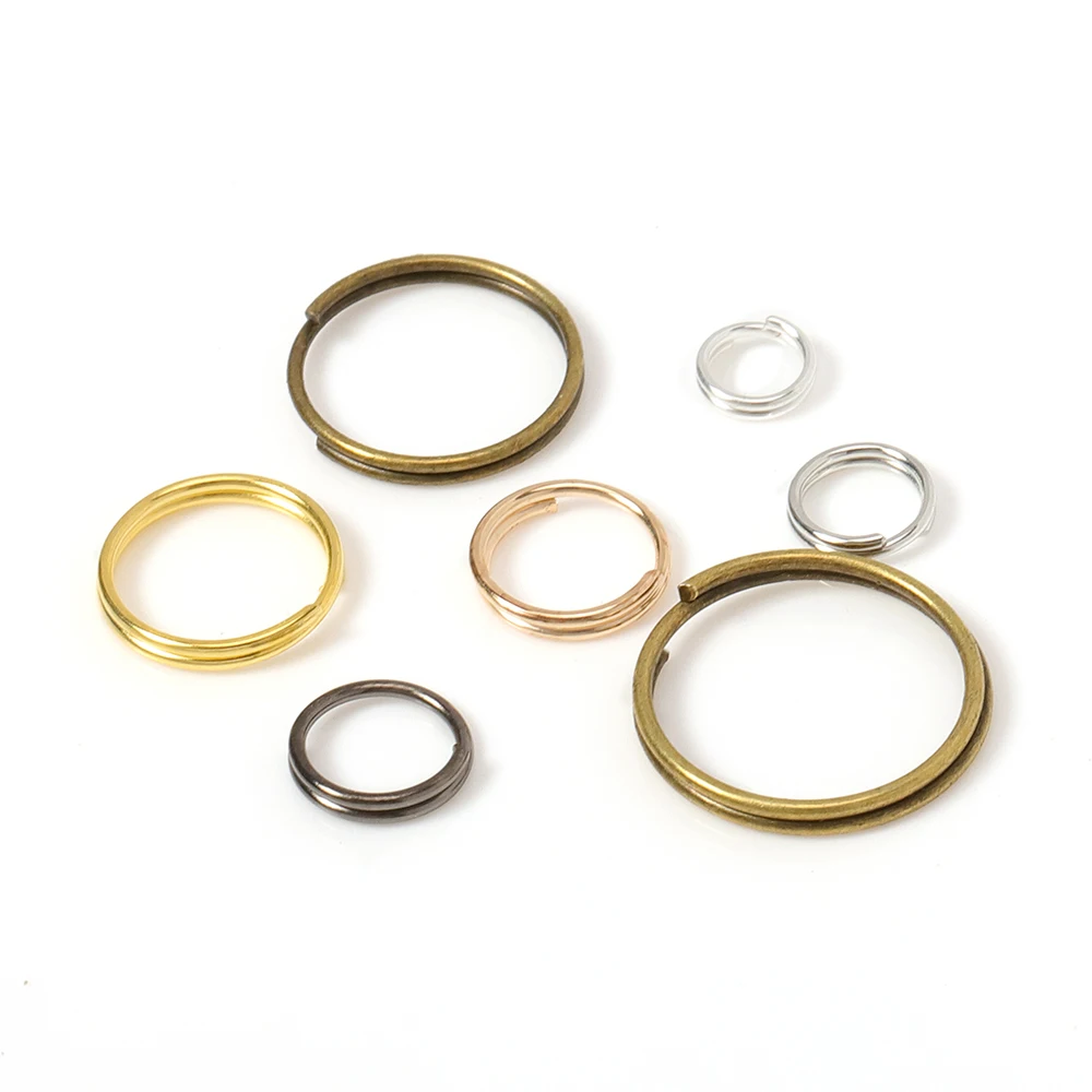 200pcs/lot 5/6/7/8/10/12/14mm Double Loop Key Ring Open Jump Rings Connector for DiY Jewelry Making Keychain Findings Wholesale