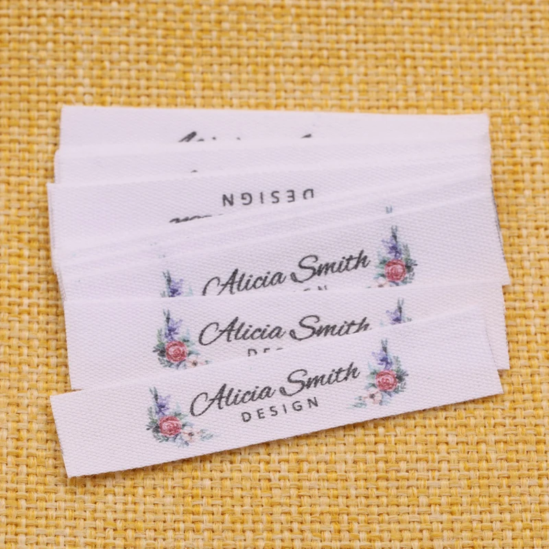 12mmx60mm Custom Clothing Labels - Personalized Brand Organic Cotton Ribbon Labels Logo or Text Sewing DIY Labels 200pcs