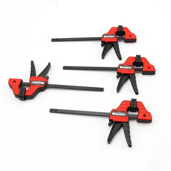 Duratec 4pcs 4 inch heavy duty bar clamp one handed woodworking clip kit hand tool quick ratchet release f clip