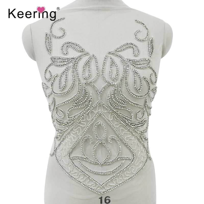 

Silver Crystal Rhinestone Body Panel for Wedding Dress, Front and Back, WDP-271