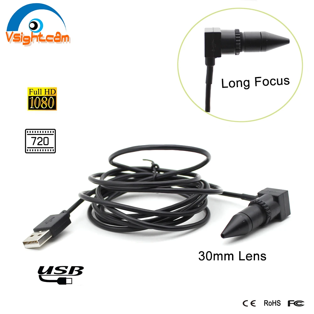 15*15mm Mini USB Camera 30mm Pin hole Long Focus Lens 60-90M Distance 1MP 2MP HD Mini CMOS  UVC Driverless Micro Usb Camera