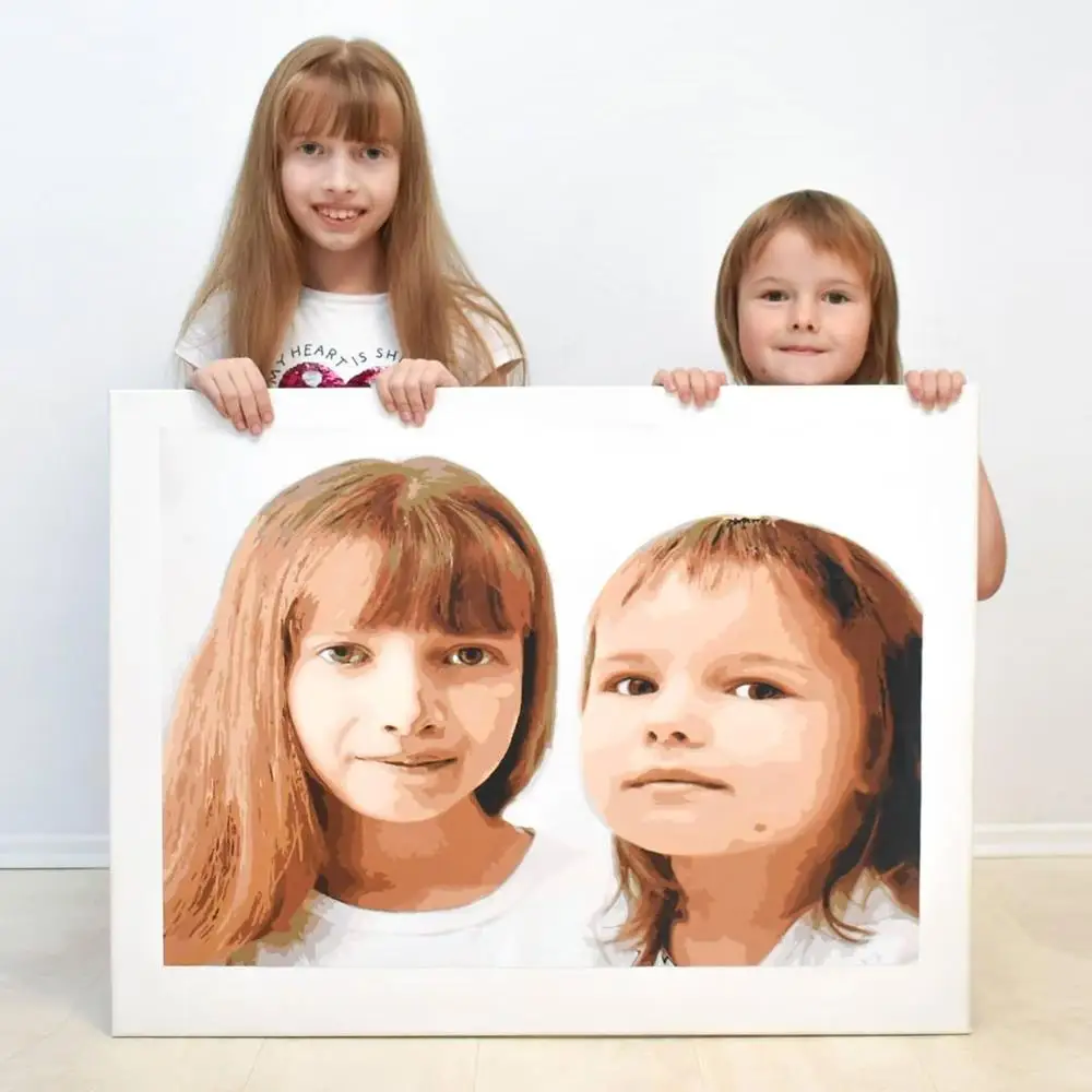 Personalised Oil Painting By Number Photo Custom DIY Coloring By Number Pictures Drawing Canvas Portrait Family Adult Kids Photo