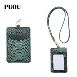 PUOU 2023 Snake Pattern Card Holder Multi-function ID Case Credit Card Holder For Female Leather Work Card Bus Card Holder