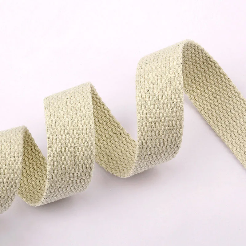 10 Yards 100% Cotton Canvas Webbing Beige 20mm 25mm 38mm Bag Knapsack Sewing Strap Belt DIY  Accessories 1.5-1.8mm Thick