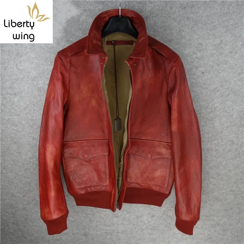 Luxury Vintage Genuine Leather Men Top Brand Autumn Zip Slim Motorcycle Jacket Casaco Masculino Classic Pilot Jaqueta