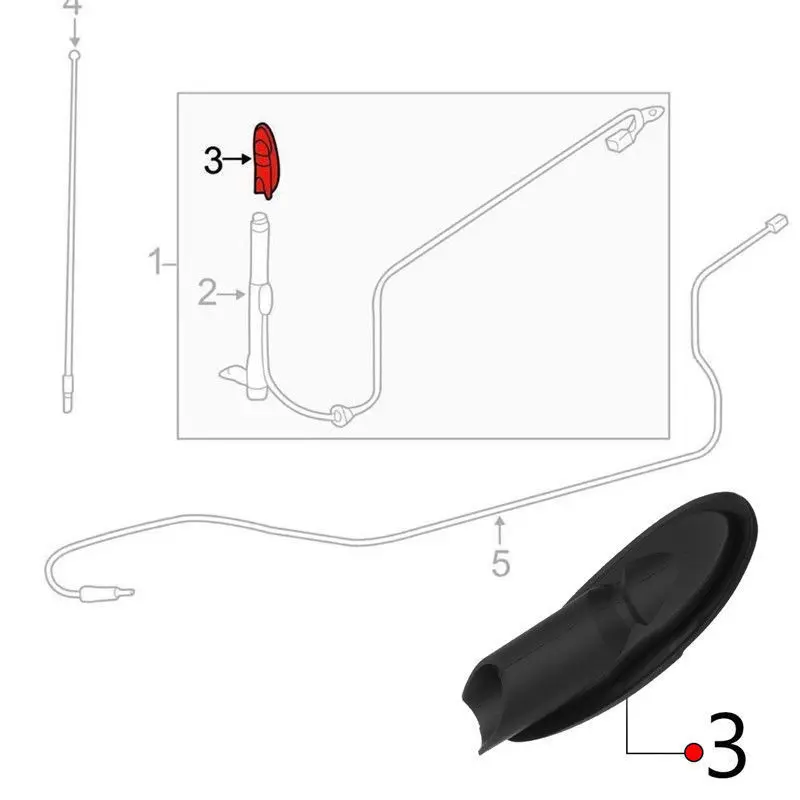 Antennenblenden-Ornament, Radio-Basis für Toyota Sienna 2004–2010, gummierte Kotflügelbasis, 86392-AE010, Auto-Außenzubehör – Detail 14