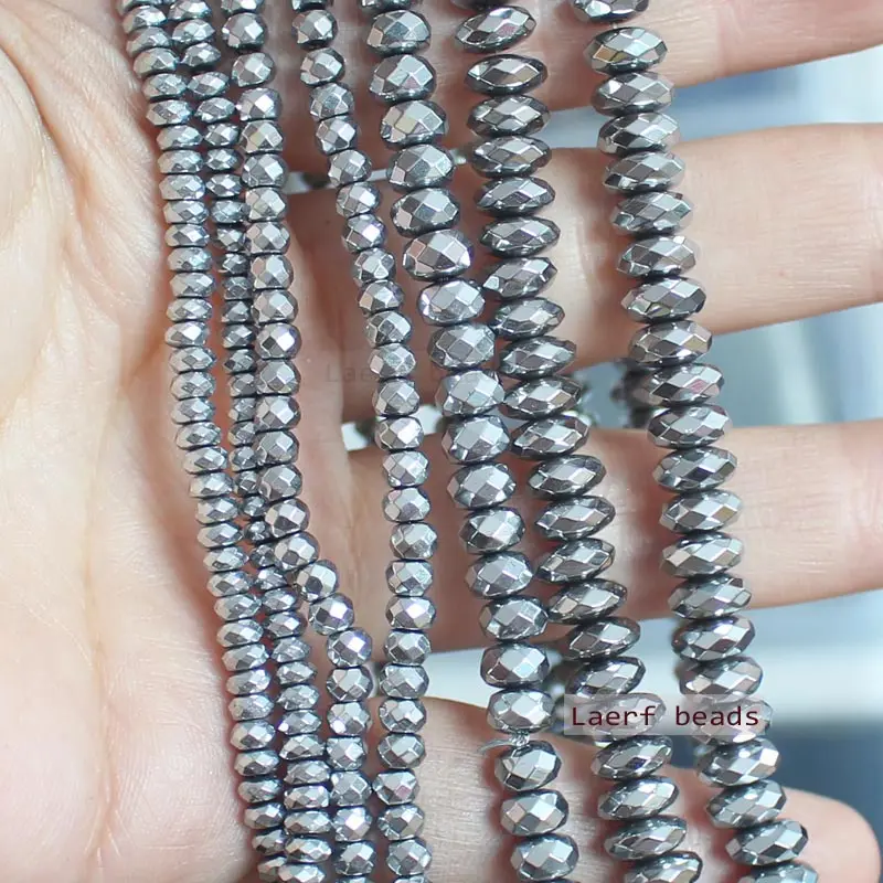 Natural Hematite Silvery Color Faceted Rondelle 2x3mm-3x8mm beads ,For DIYJewelry making! Mixed wholesale for all items !