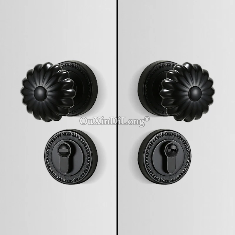 Brand New European Unequal Double Door Locks Security Entry Silent Dual Open Door Knobs Lock Set + 3 Keys Black/Gray/Gold