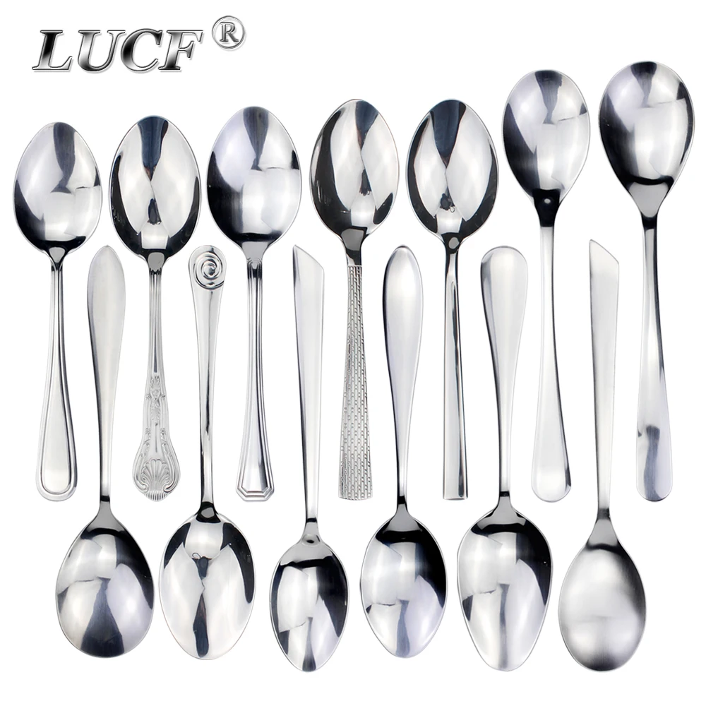 LUCF Classic Big Serving Spoons Stainless Steel Mirror Polish Soup Spoons Scoop Dinnerware Cutlery For Home Restaurant Kitchen