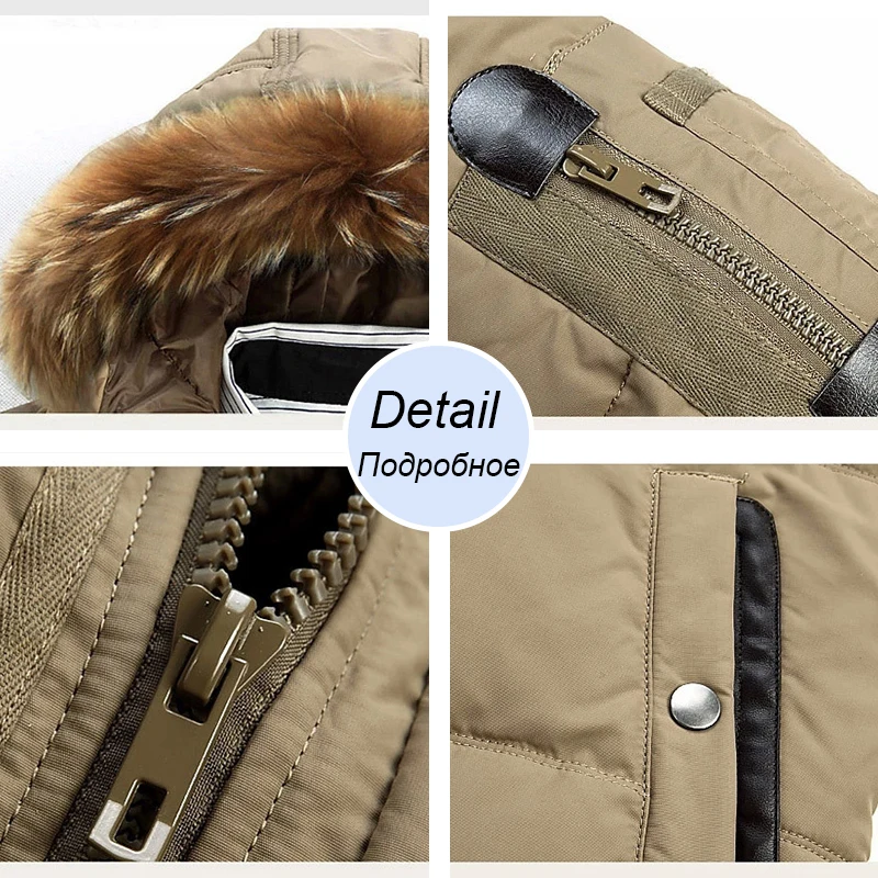 2022 New Winter Warm Men Thickened Fleece Down Jacket Down Coat Jacket Men Fashion White Duck Fur Collar Hooded Down Parkas Men