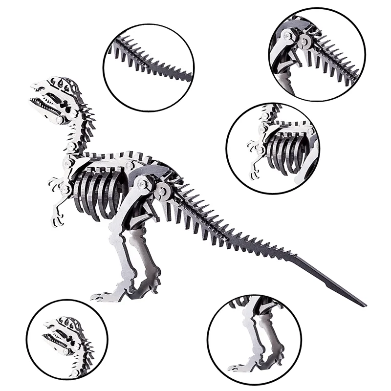 3D Metal Dilophosaurus Dinosaur Model Puzzle Kits DIY Detachable Stainless Steel Warcraft Crafts Jigsaw Toy Gifts For Teen Adult