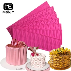 Meibum Silicone Moulds Fondant Cake Molds Resin Clay Pan Lace Mat Diamond Design Border Decorating Tools Sugarcraft Bakeware