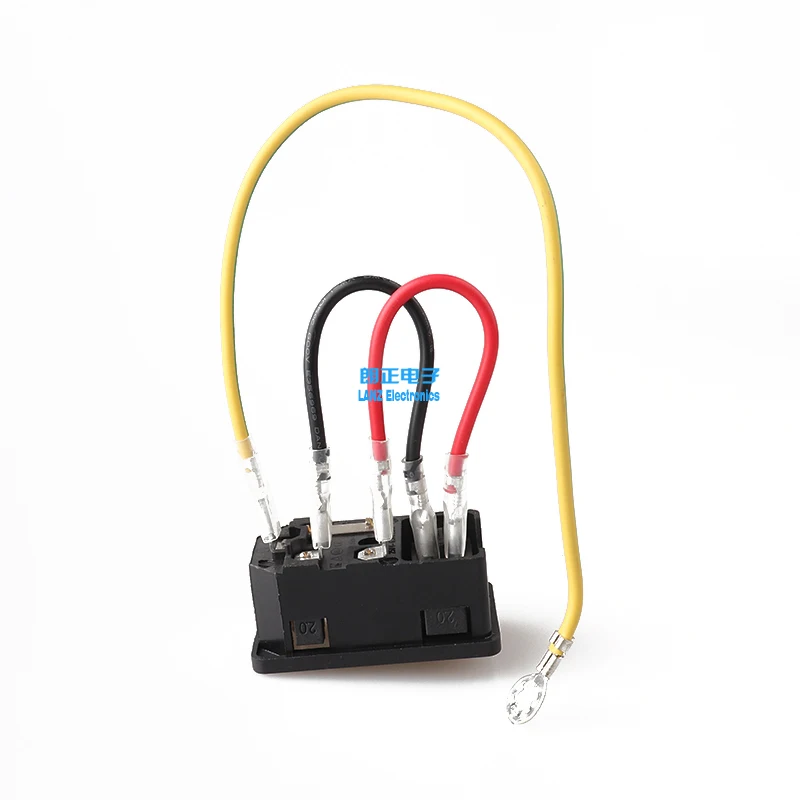 6PCS LZ-14-F3W IEC AC Power Socket C14 Type with Fuse with Rocker Switches with three Cables three-in-one Card Socket