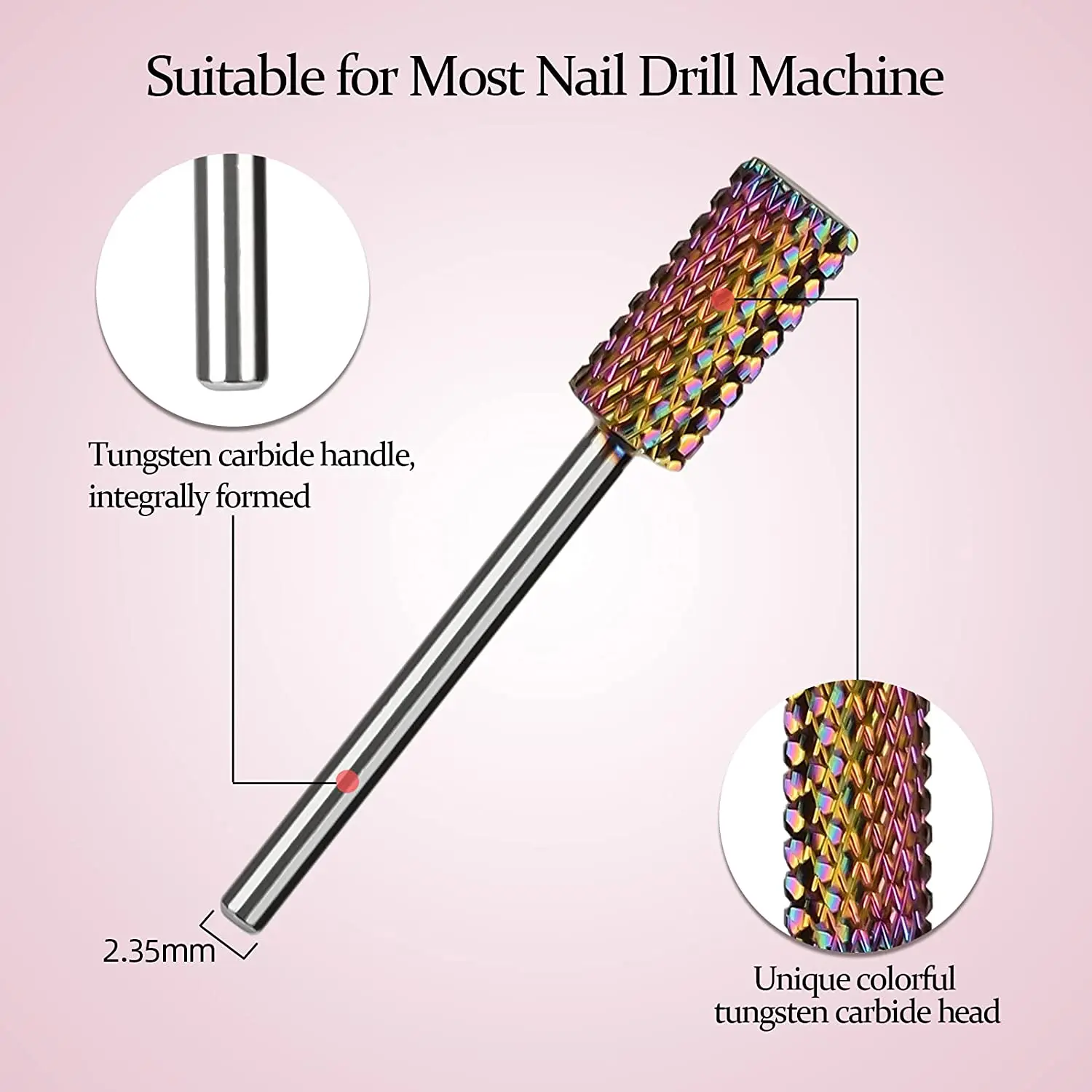 7 Pcs Tungsten Carbide Nail Drill Bits, Milling Cutter For Manicure Sets Gel Cuticles Remove Polishing Toos