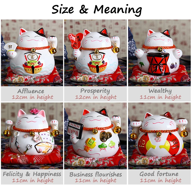 4.5 Inch Japanese Ceramic Lucky Cat Maneki Neko Home Decoration Ornaments Business Gifts Fortune Cat Money Box Feng Shui Craft