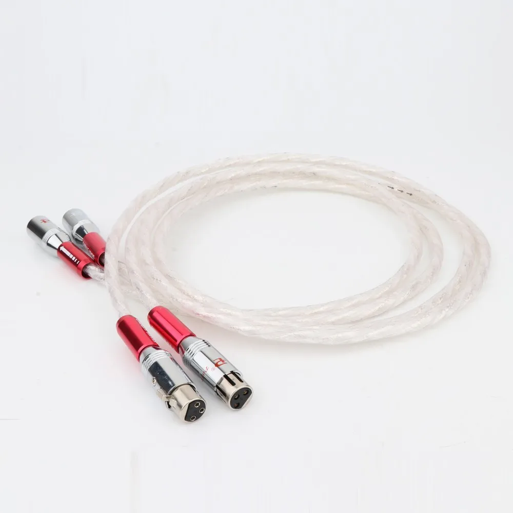 كابل صوت مطلي بالفضة للخلاط ومكبر الصوت ، مشغل أقراص مضغوطة متوازن ، HiFi ، OCC ، XLR ، 2XLR ، ذكر إلى XLR أنثى