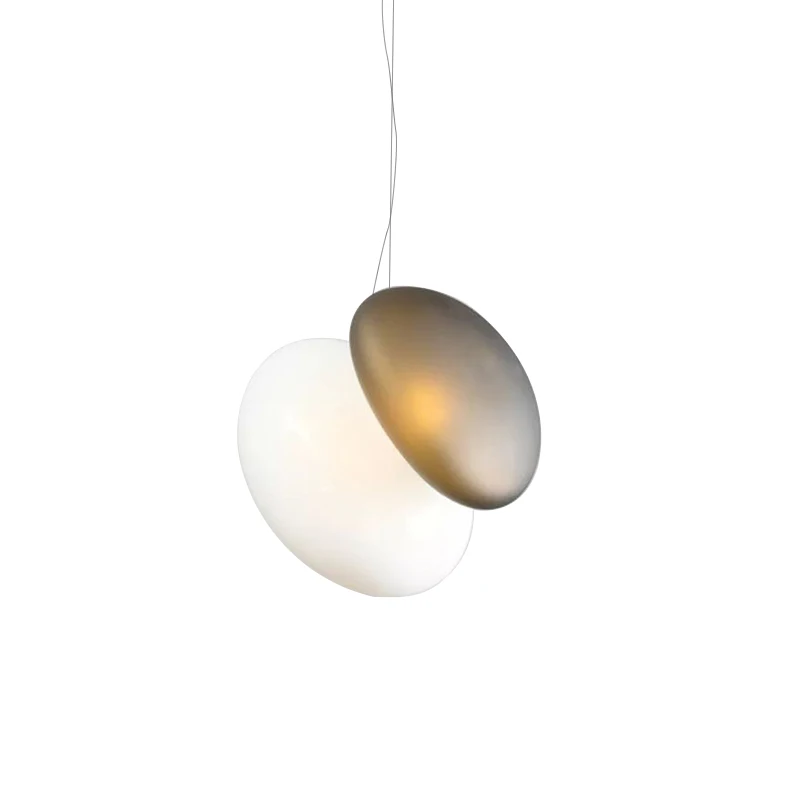 Imagem -04 - Nordic Pebble Estilo Led Pendant Lights Pendurado Droplights Dual Sides Matte Fosco Vidro Sombra Cord Sala de Jantar Clube