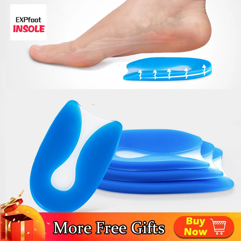 100% Silicone Gel Deep heel Plantar Fasciitis Heel Protector Heel Spur Cushion Pad Shoe Inserts Insole for Men Women Foot pain