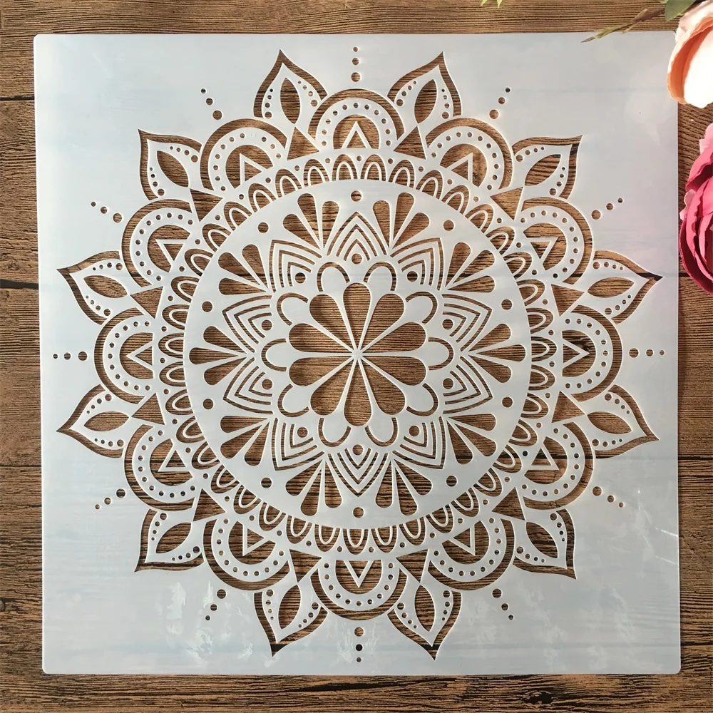 30*30cm Geometrie Mandala Runde Dot Linie DIY Schichtung Schablonen Malerei Sammelalbum Färbung Präge Album Dekorative Vorlage