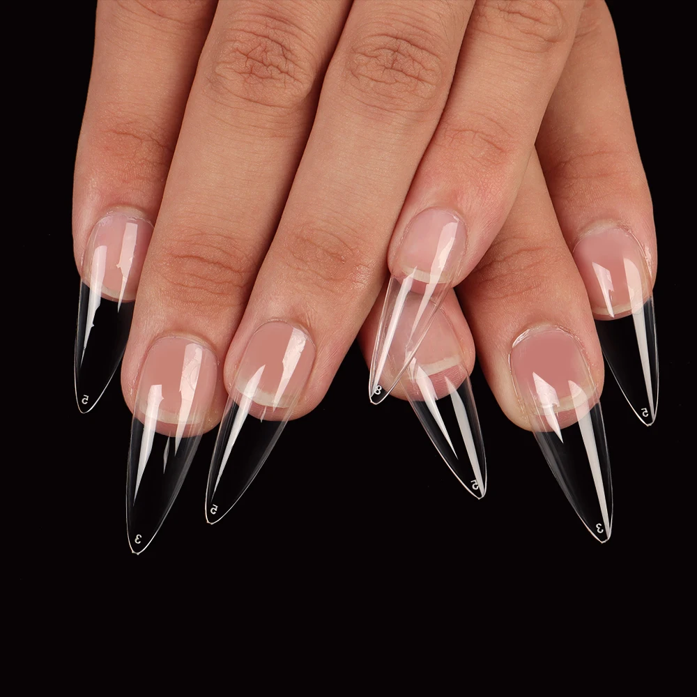 

500Pcs French Full Cover stiletto Fake Nails Clean Traceless and Ultrathin Fake Nails Art Tips Fashion Manicure Desigh