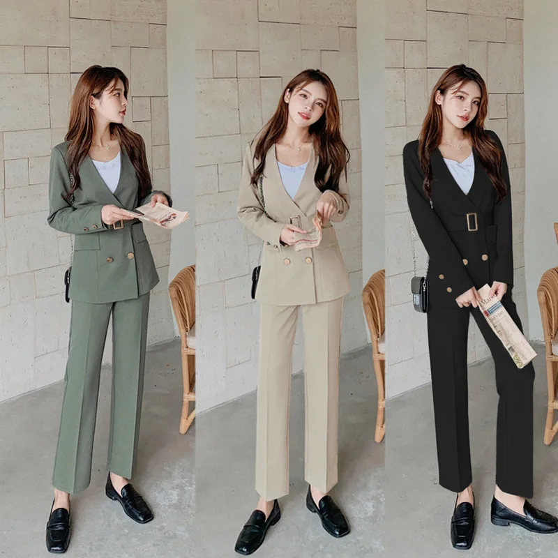 Korean version of the autumn new temperament goddess fan fashion temperament business wear collarless design chic suit suit