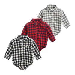 Sanlutoz Plaid Cotton Baby Boys body manica lunga abiti per bambini moda neonato body per ragazzo