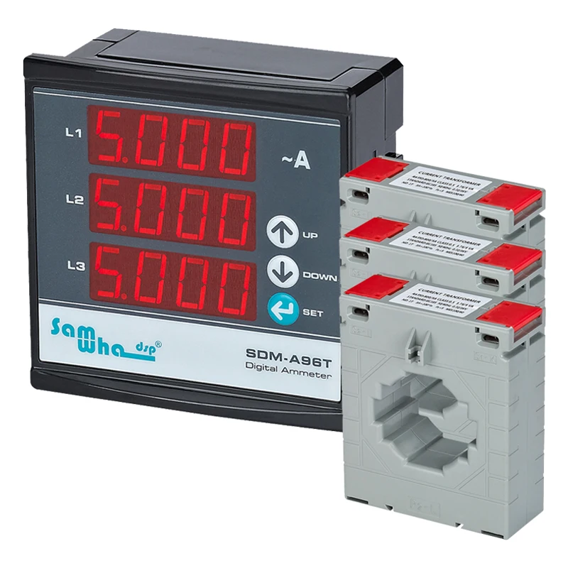 Samwha-Dsp SDM-A96T 3P&4W Digital Three Phase Ammeter, Slim Compact, LED Panel Meter