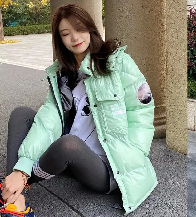 Light green Jacket Mint Women Coat Cotton Winter Outwear Thick Young Girl Student